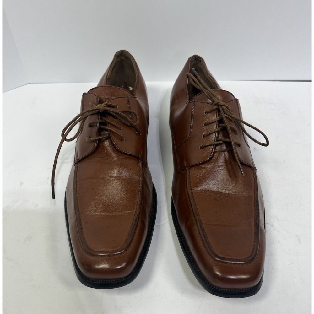 Delli Aldo Mens Brown Dress Shoes Size 10 Square Cap Toe Lace Up Oxford